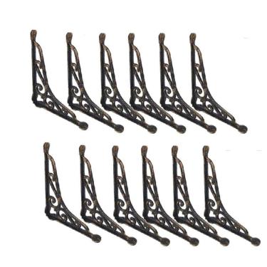 Imagem de Kit 12 Cantoneiras Ouro Pincelado Suporte Parede 20X25Cm