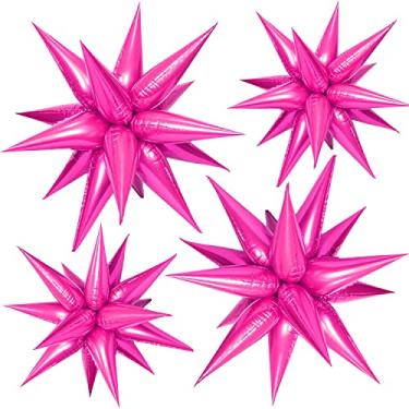 Imagem de FUNTOOB Balões rosa choque balões estrelados balões metálicos balões de aniversário balões rosa choque estrela cone balões Star Wars balões balões de espiga balões de espiga para aniversário formatura decorações de eventos de negócios (50 peças)