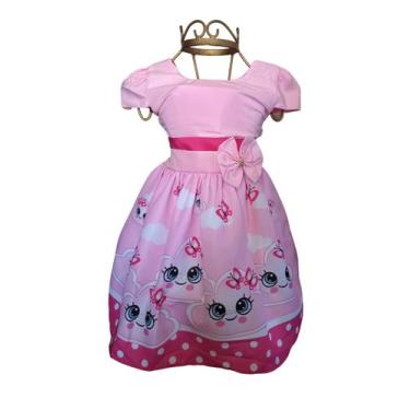 Imagem de Vestido Infantil Nuvem Rosa De Amor Chuva Benção Menina Bebê - Florata