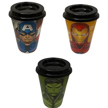 Imagem de Kit 4 Copos Para Cafe 320 Ml Tampa, Hulk, Capitão America