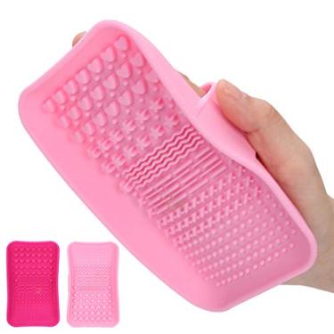 Imagem de 2 pincéis de maquiagem de silicone, limpador de pincéis de maquiagem, tapetes de limpeza, limpador de pincéis de maquiagem, ferramenta de lavagem