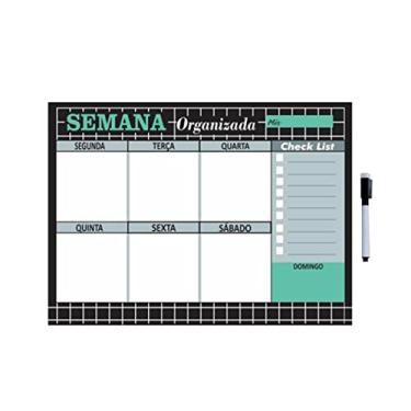 Imagem de Quadro Planejador e Decoração de Parede Semana Organizada e Agenda de compromisso e tarefas Tamanho 40x60 Cm Metal com caneta Escreve apaga