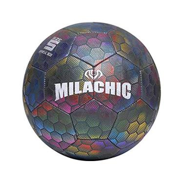 Imagem de Brilho no Escuro Bolas de Futebol Luminosas Holográficas Bola de Futebol Brinquedos Ao Ar Livre | Bola Croma Refletiva Flash da Câmera Ilumina Bolas Croma Fantasia para Crianças Adultos, Aocate