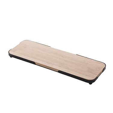 Imagem de LYOR - Bandeja Retangular de Bambu com Moldura de Metal 30cm x 10cm x 2cm