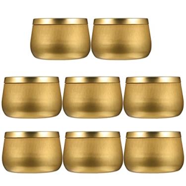 Imagem de Beavorty 8 peças de latas de metal redondas de alumínio velas de lata caixa de armazenamento de doces de velas de metal com tampas para fabricação de velas, cozinha, doces, presentes e mais (dourado)