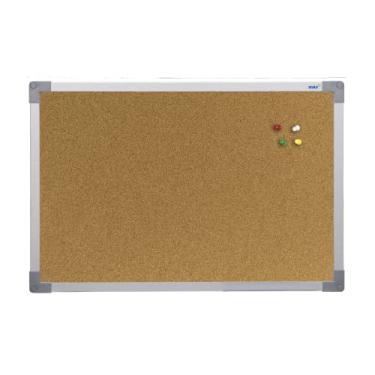 Imagem de Quadro de Aviso Cortiça Moldura Mdf Alumínio Soft STALO, 70x50