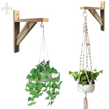 Imagem de Suporte Para Plantas Pinus Parede Mão Francesa Kit 2 Peças
