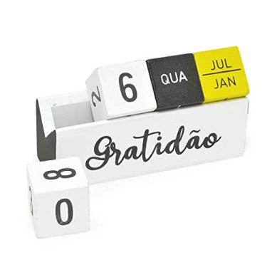 Imagem de Calendário Permanente de Madeira Dia Mês e Semana Gratidão COR:AMARELO