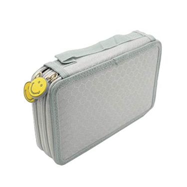 Imagem de Estojo de lápis Elonglin bolsa para caneta prática e grande, multicamadas, com alça para lápis de aquarela, lápis de cor Prismacolor, Crayola, e canetas Marco, 32 compartimentos, cinza