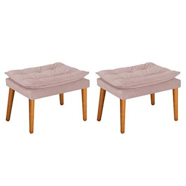 Imagem de Kit 02 Puffs Apolo Palito Mel Suede Rosê - ADJ Decor