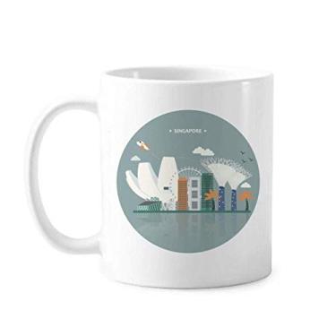 Imagem de Caneca clássica Singapore Famous Places Landmark de cerâmica branca presente com alças 350 ml