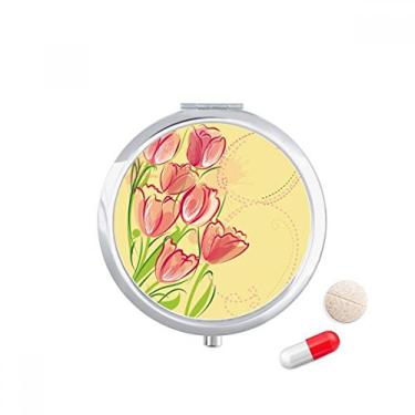 Imagem de Caixa de comprimidos de ilustração de tulipa pintada à mão, porta-comprimidos, caixa de armazenamento de medicamentos