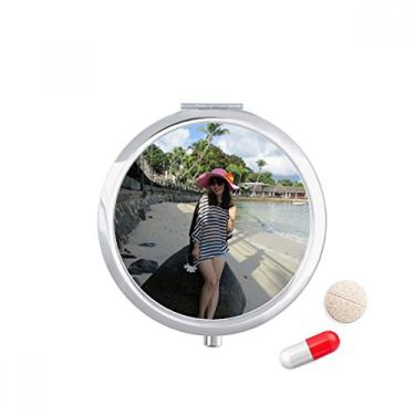 Imagem de Porta-comprimidos de pedra para meninas da Ellie Yao Beach Coconut Tree