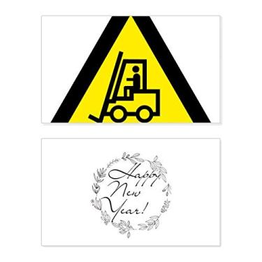 Imagem de Símbolo de aviso empilhadeira amarelo preto triângulo ano ano novo cartão felicitações mensagem presente