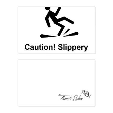 Imagem de Caution Slippery Black Symbol Thank You Card Birthday Paper Greeting Wedding Repreciation