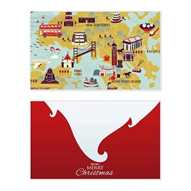 Imagem de Mapa de Hong Kong Sightseeing China Holiday Merry Christmas Cartões de parabéns Mensagem de Natal