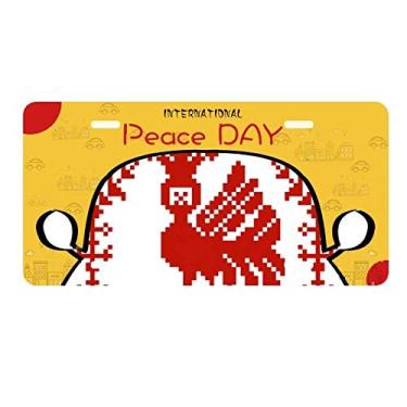 Imagem de DIYthinker Mosaico Vermelho Árvores de Animais Rússia Placa Placa Placa de Carro Decoração Dia da Paz