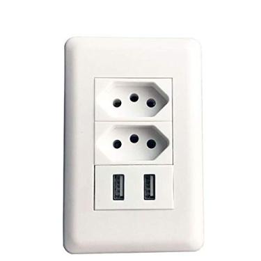Imagem de Tomada de Parede 2 Entradas USB Carregador Universal Dispositivos Celular