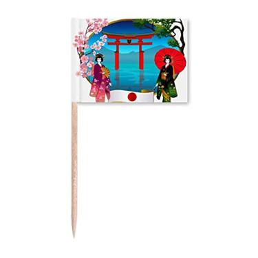 Imagem de Guarda-chuva de cultura japonesa, bandeiras de palito de dentes, enfeite de enfeite de festa