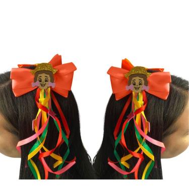 Imagem de Tiara Festa Junina com Laços Enfeite Caipira Maria Bonita Infantil Menina São João Arraia Quadrilha Quermesse