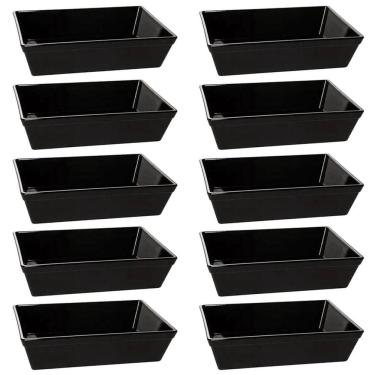 Imagem de 10 Travessas Retangular 3l Preta Grande Servir a Mesa Salada Sobremesa Risoto Petisco Coza