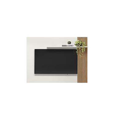 Imagem de Painel Suspenso Para Tv 1,20x90 cm Off White Cristal/ripado Madeira - Fdecor