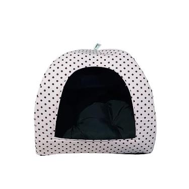 Imagem de Cama Pet 2x1 Casinha Cabana Toca Iglu Almofada Cães Gato Rosa G