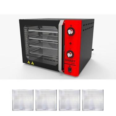 Imagem de KIT - Forno Turbo Convector Smart Basic. Preto e Vermelho FCSB4E 220v + 4 Assadeiras - Venâncio