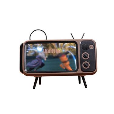 Imagem de UnnFiko Suporte retrô estilo TV, suporte de mesa de desenho animado, universal para iPhone X 6 7 8 Plus Xs 14 13 11 Pro Max (TV Brown)