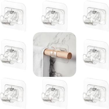 Imagem de 4 Pares Ganchos Adesivo Parede Cortina Varão Toalha Banheiro, Transparente