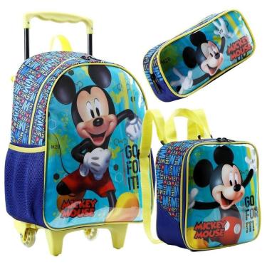 Imagem de Kit Mochila Rodinhas Lancheira e Estojo Mickey Mouse Disney-Unissex