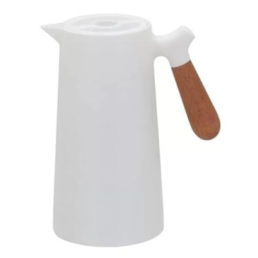 Imagem de Garrafa Térmica Para Chá, Café Com Alça em Madeira 1L (Branco)