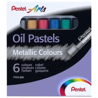 Imagem de Giz Pastel Oleoso, 6 Cores Metalizadas, Pentel
