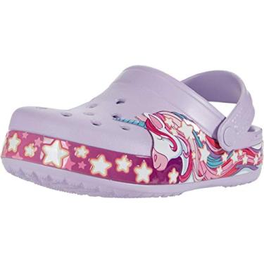 Imagem de Sandália infantil Crocs Fun Lab unicórnio | Sapato sem cadarço confortável para crianças pequenas, Lavender, 4 Toddler