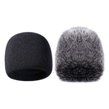 Imagem de ZEZEFUFU 1 par de microfone peludo protetor de vento com espuma reduz o ruído do vento microfone para Blue Yeti