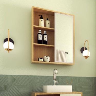 Imagem de Armário de Banheiro com Espelho 1 Porta de Correr 2 Preteleiras Julia Mel/Arenas