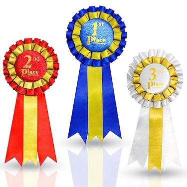 Imagem de 1ª, 2ª, 3ª posição, premium, fitas, Blue Red White Gold, 1 set (3 ribbons)