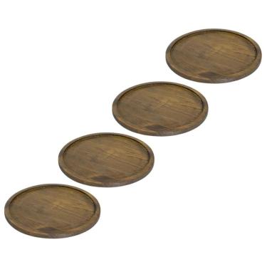 Imagem de Kit 4 Bandejas Madeira Maciça 40Cm Redonda de Pizza Forma