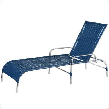 Imagem de Cadeira Espreguiçadeira Para Piscina Catar Em Alumínio Jardim Cor:azul