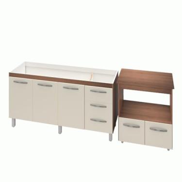 Imagem de Moblis Móveis, Armário Gabinete Balcão para Pia 138 cm Carina Balcão Multiuso para Forno e Micro-ondas Angela Savana frente Off-White