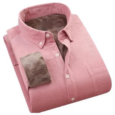 Imagem de Camisa masculina de lã grossa de algodão de veludo cotelê quente de inverno masculina com botões macios streetwear camisa masculina, H-h-1610, M
