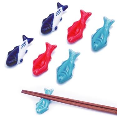 Imagem de Leewoth 6 peças de descanso de pauzinhos de peixe de cerâmica japonesa pequenos ornamentos de cerâmica pauzinhos de cerâmica suporte de desenho animado decorações utensílios de cozinha