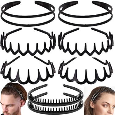 Imagem de ULTIMUTE 8 faixas de cabelo modernas de plástico sem esforço com pente de dentes pretas skinny, não escorregam, acessórios de cabelo para mulheres, homens, adolescentes, meninas, preto laqueado