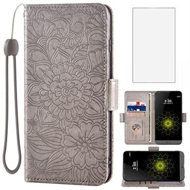 Imagem de Asuwish Capa carteira compatível com LG G5 e protetor de tela de vidro temperado, suporte para cartão, compartimento para identificação de crédito, couro magnético, flip, acessórios para celular, capa