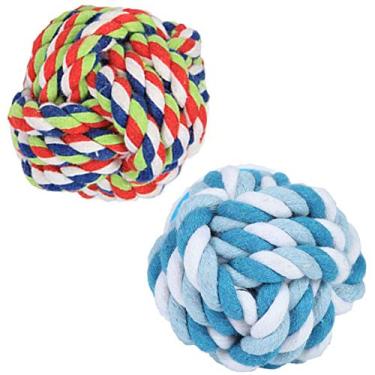 Imagem de Bepets Brinquedo para cães bola de corda para cachorro pacote com 2, brinquedos de corda de bola de nó de cachorro para cães médios, brinquedos de corda para cães pequenos, brinquedos de corda de cachorro para morder, puxar e tédio