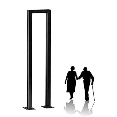 Imagem de Trilho de mão de segurança em ferro forjado de metal preto em forma de U Piquete de corrimão transitório para escadas externas Degraus externos, haste de suporte de corrimão de escada para c