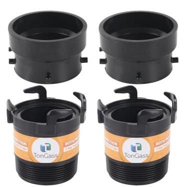 Imagem de TonGass (Pacote Combo 2+2) Adaptador giratório de baioneta de tubo de esgoto rígido com rosca macho de 7,6 cm e ganchos de baioneta, adaptador de terminação com baioneta de 7,6 cm e cubo de 7,6 cm,