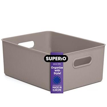 Imagem de Superio Coleção canelada – Cestos organizadores decorativos de plástico aberto para casa, caixotes organizadores, caixas grandes (1 pacote) para organizar prateleiras de armário, prateleira de gaveta,