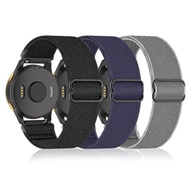 Imagem de Pacote com 3 pulseiras elásticas de nylon compatíveis com Garmin Vivoactive 4, Venu 2,22 mm com pulseira elástica para GTR 4, GTR 3, GTR 2,2e, Ticwatch Pro 3, YAMAY SW022, Fossil Gen 5 para mulheres e homens.