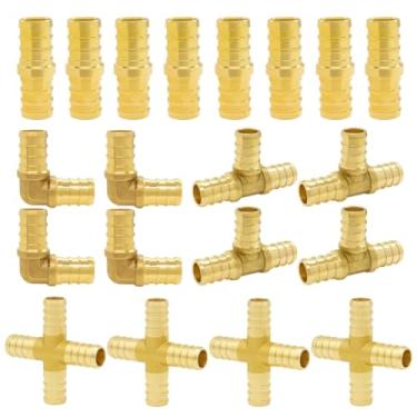 Imagem de Hooshing Conjunto de 20 peças de acessórios PEX de 1/2 polegada PEX Acoplamento reto (8 peças) Cotovelo de 90 graus (4 peças) PEX Tee (4 peças) Acessórios de 4 vias (4 peças) Conexões de mangueira de